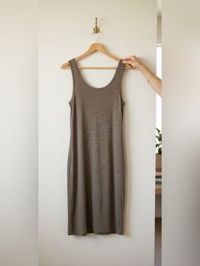 DREW Heather Brown Gray Lined Stretchy Tank Dress Size S